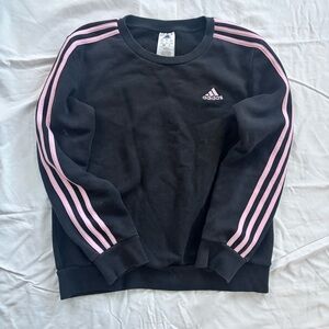 Adidas Women’s Black Crewneck with Pink Accents